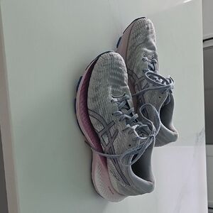 Asics Women's Gray and Pink Athletic Shoes